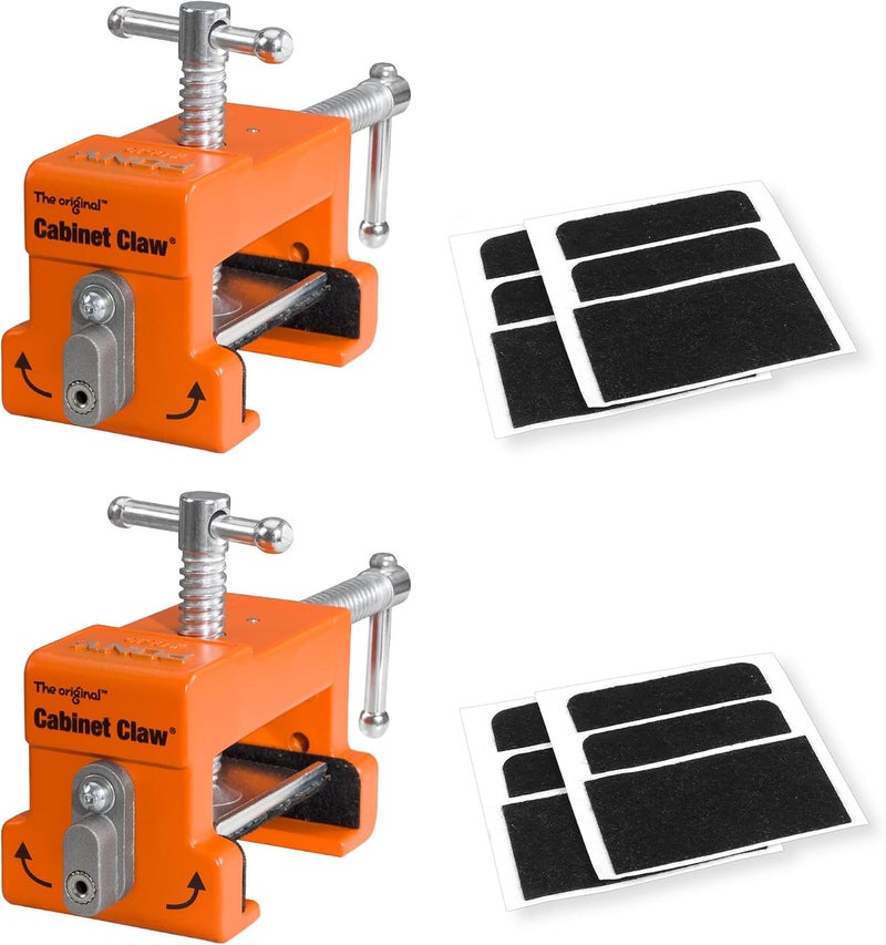 Pony 2-Pack Cabinet Clamps, 8510 Cabinet Claw, Face Frame Clamps for Installing Cabinets, 440 lbs Load Limited Orange - Image 1